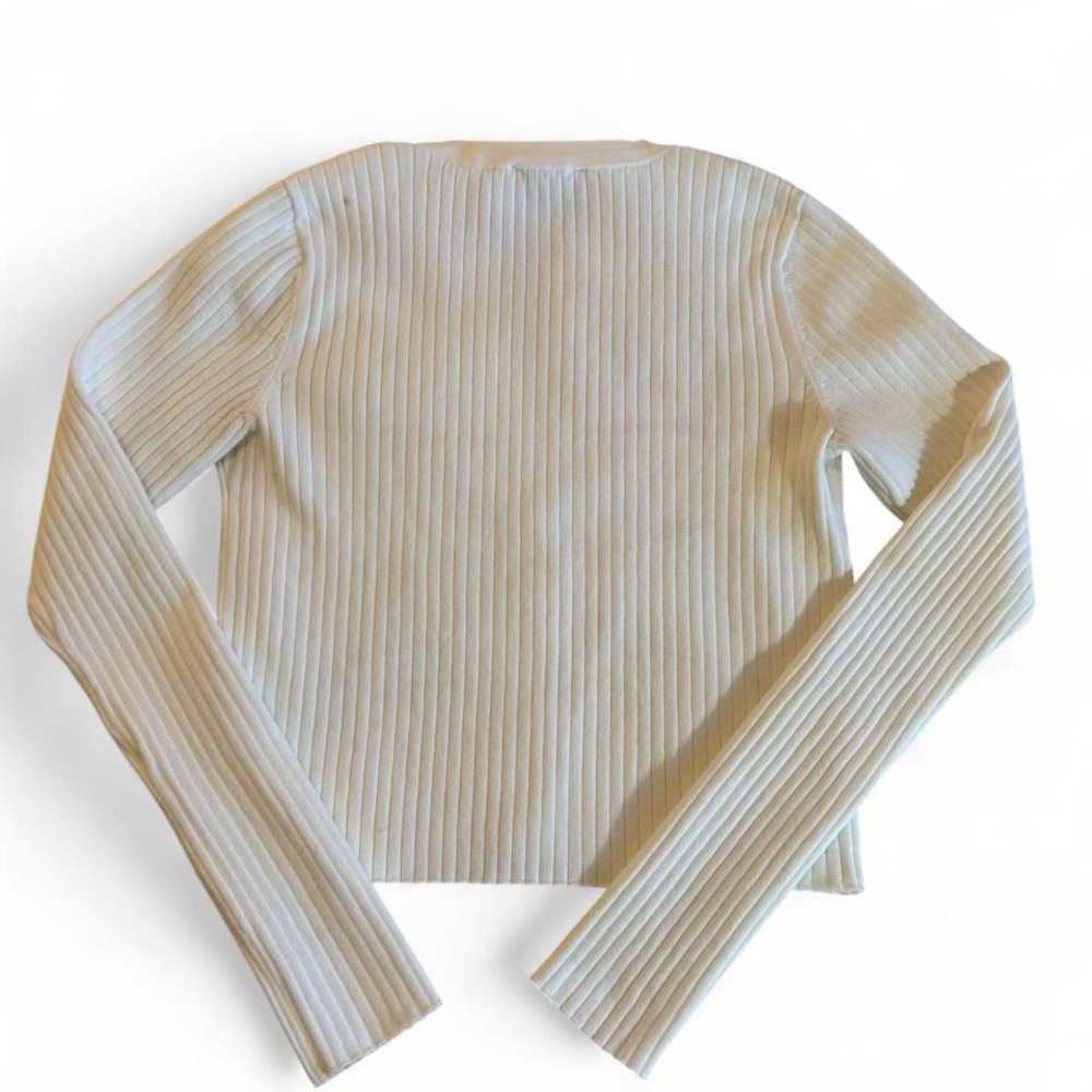 Reformation Cream Ribbed Button-Front Cardigan - Picture 9 of 16